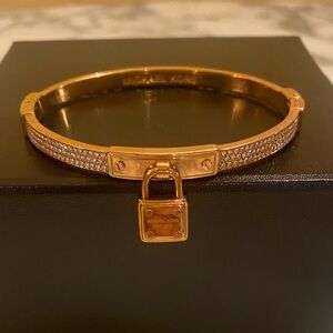 Michael Kors Rose Gold Lock Charm bangle Bracelet